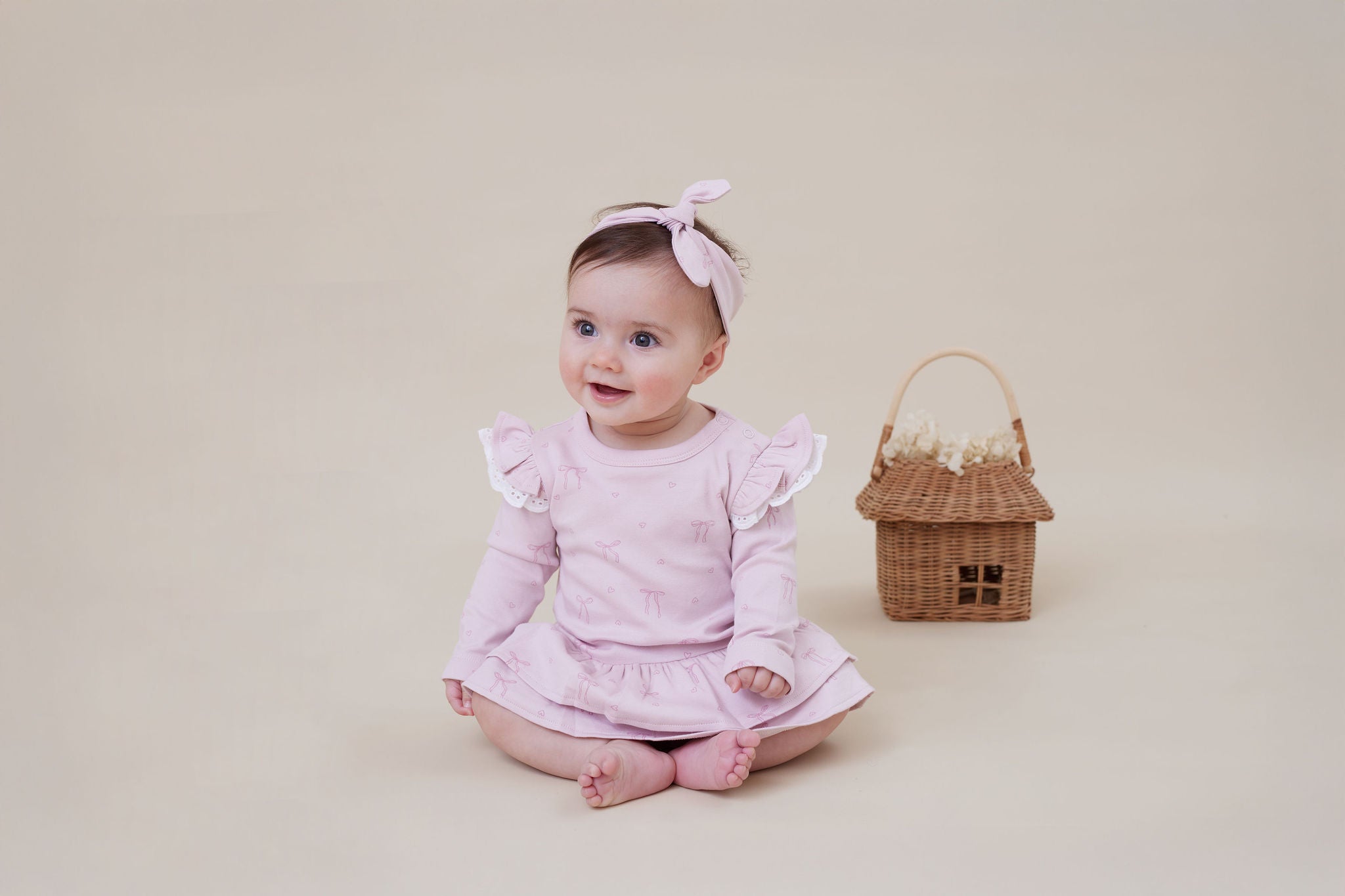 Aster & Oak Lilly Bow Dress Onesie