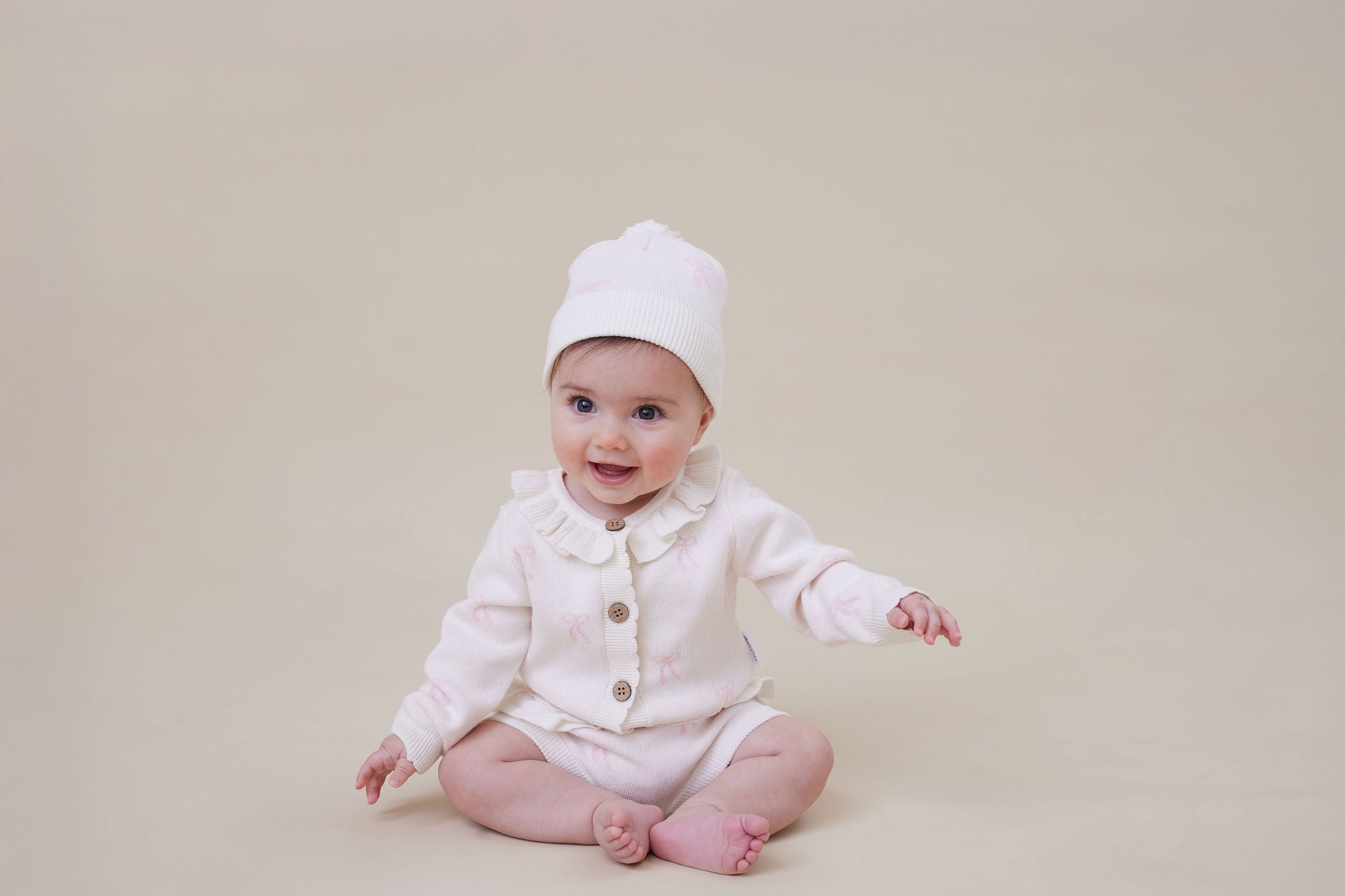 Aster & Oak Coconut Bow Knit Cardigan