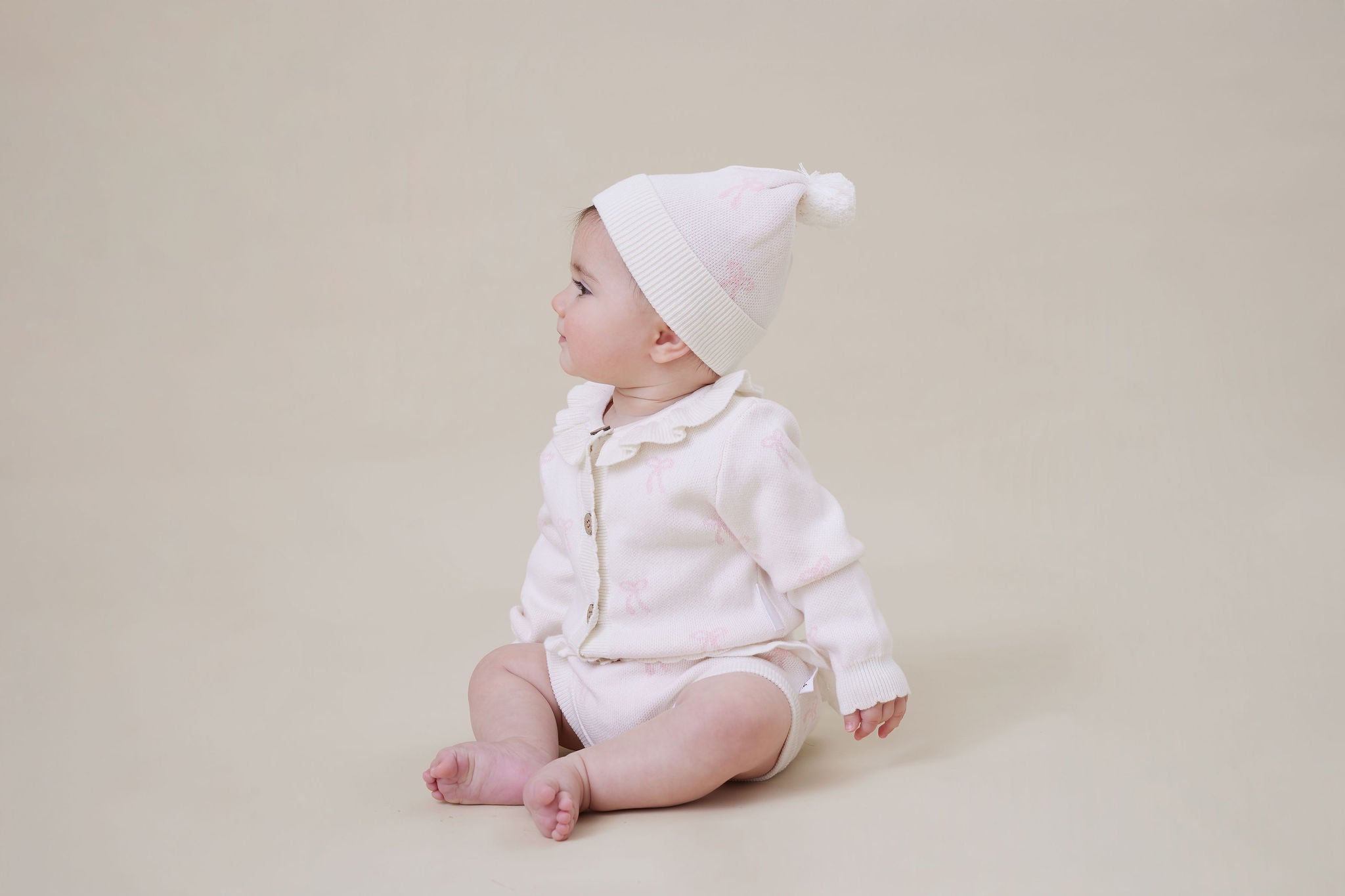Aster & Oak Coconut Bow Knit Cardigan