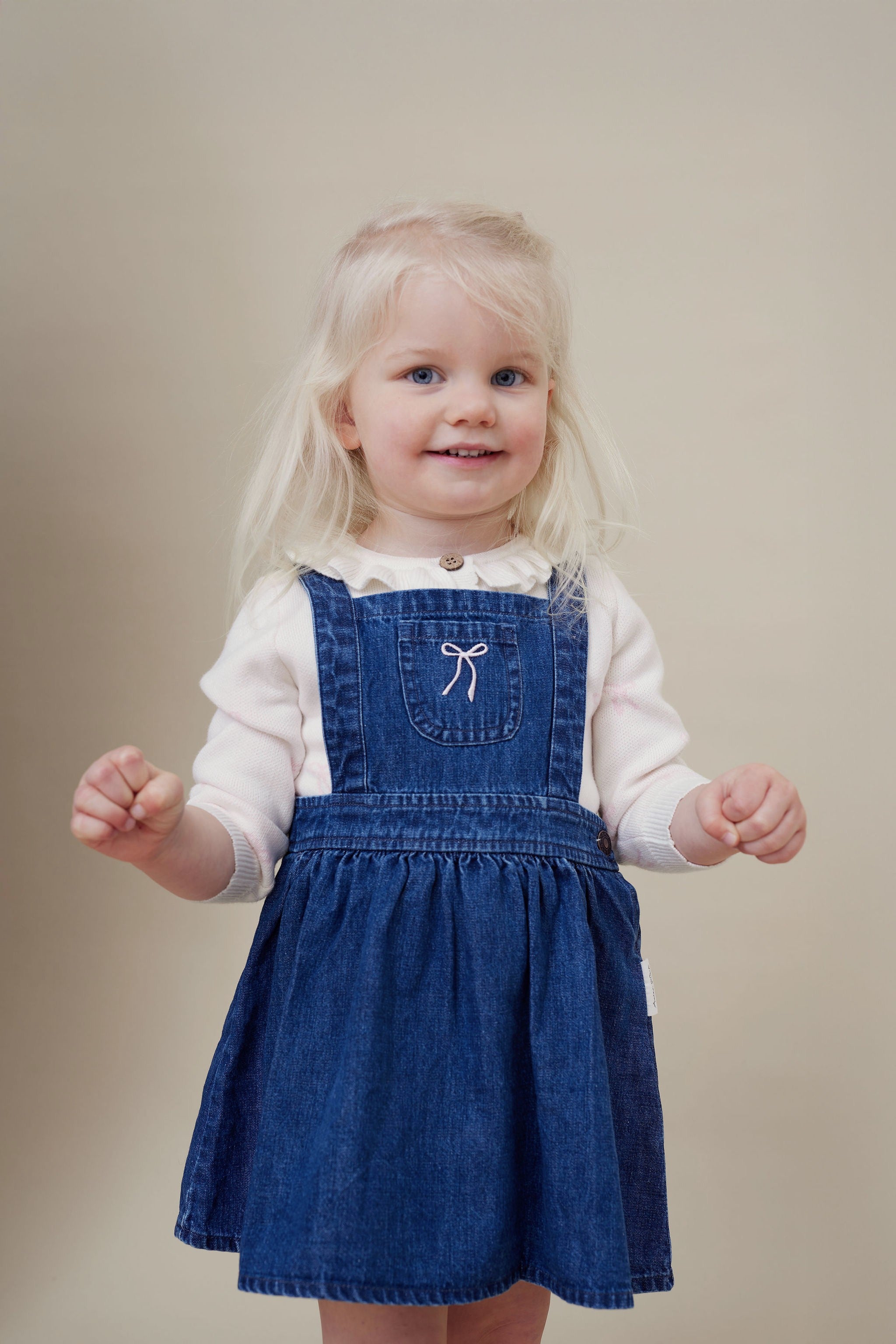 Aster & Oak Bow Denim Pini Dress