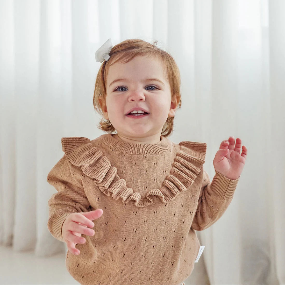 Aster & Oak Cocoa Ruffle Knit Jumper