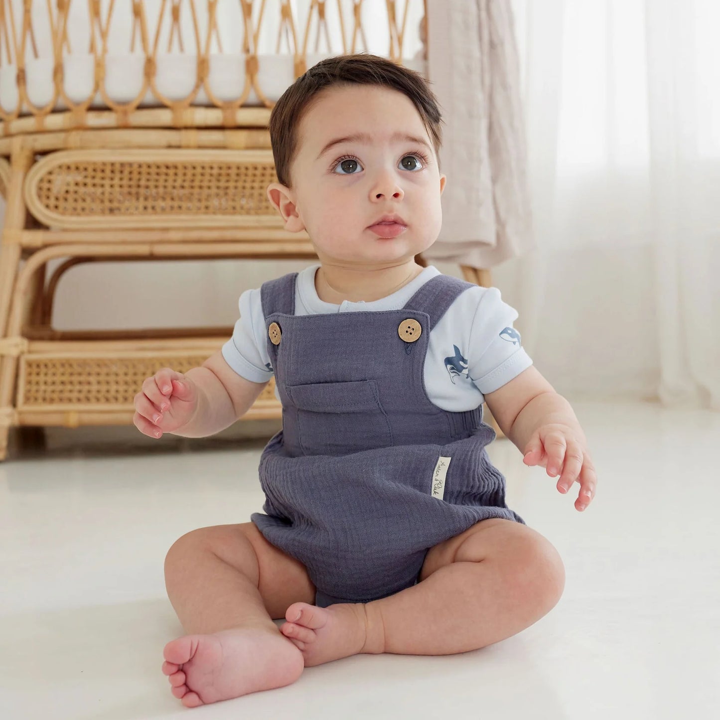 Aster & Oak - Flint Blue Muslin Playsuit