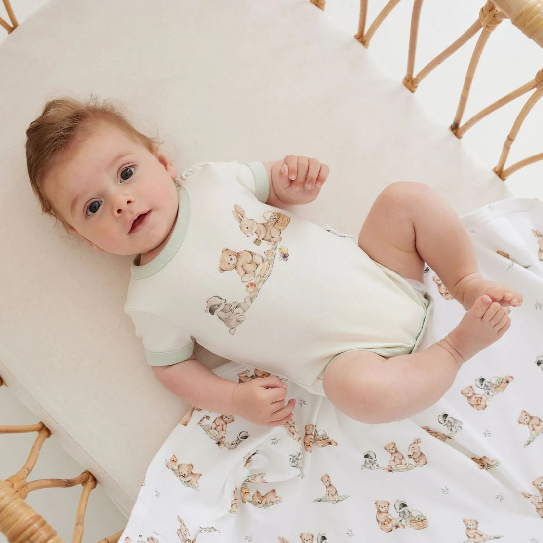 Aster & Oak - Teddy Picnic Print Onesie