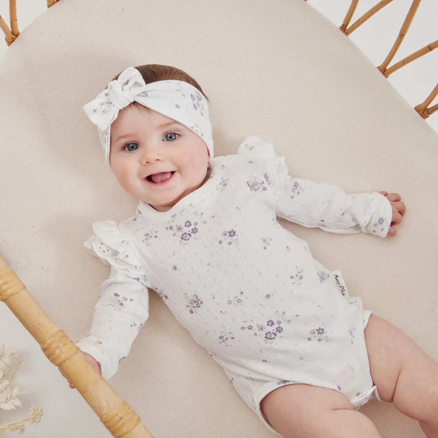 Aster & Oak - Grace Floral Flutter Onesie