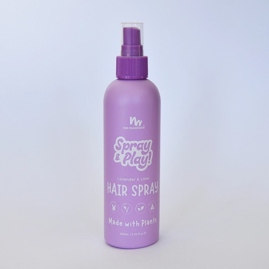 No Nasties Kids Plant Based Alcohol Free Hair Spray in Calming Lavender and Fresh Lime 200ml