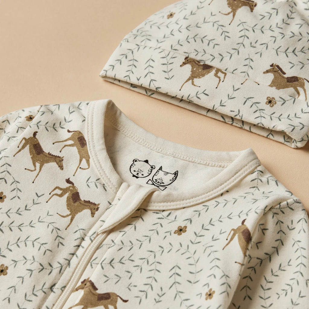 Wilson & Frenchy Trixie Horse Organic Terry Zipsuit With Feet