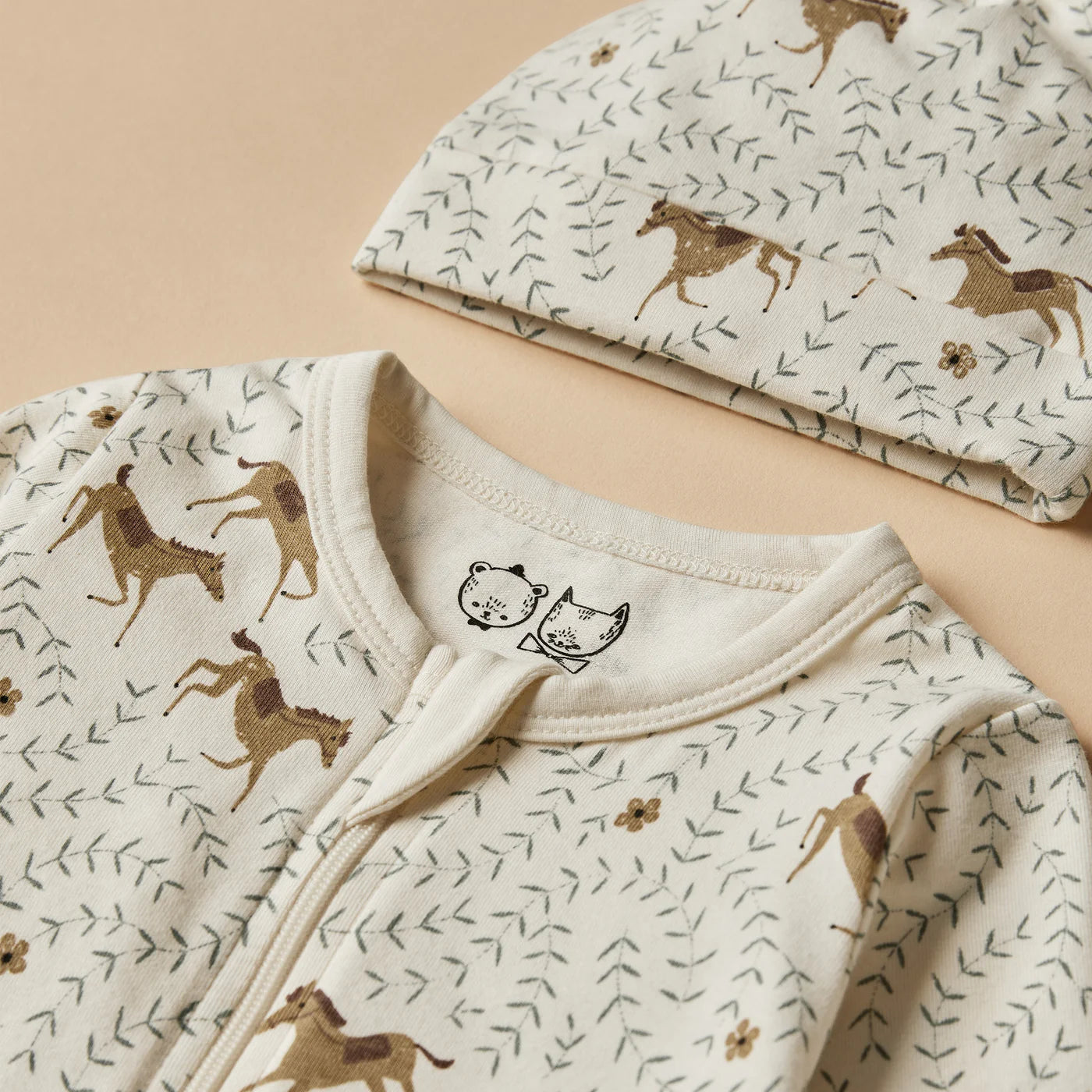 Wilson & Frenchy Trixie Horse Organic Terry Zipsuit With Feet