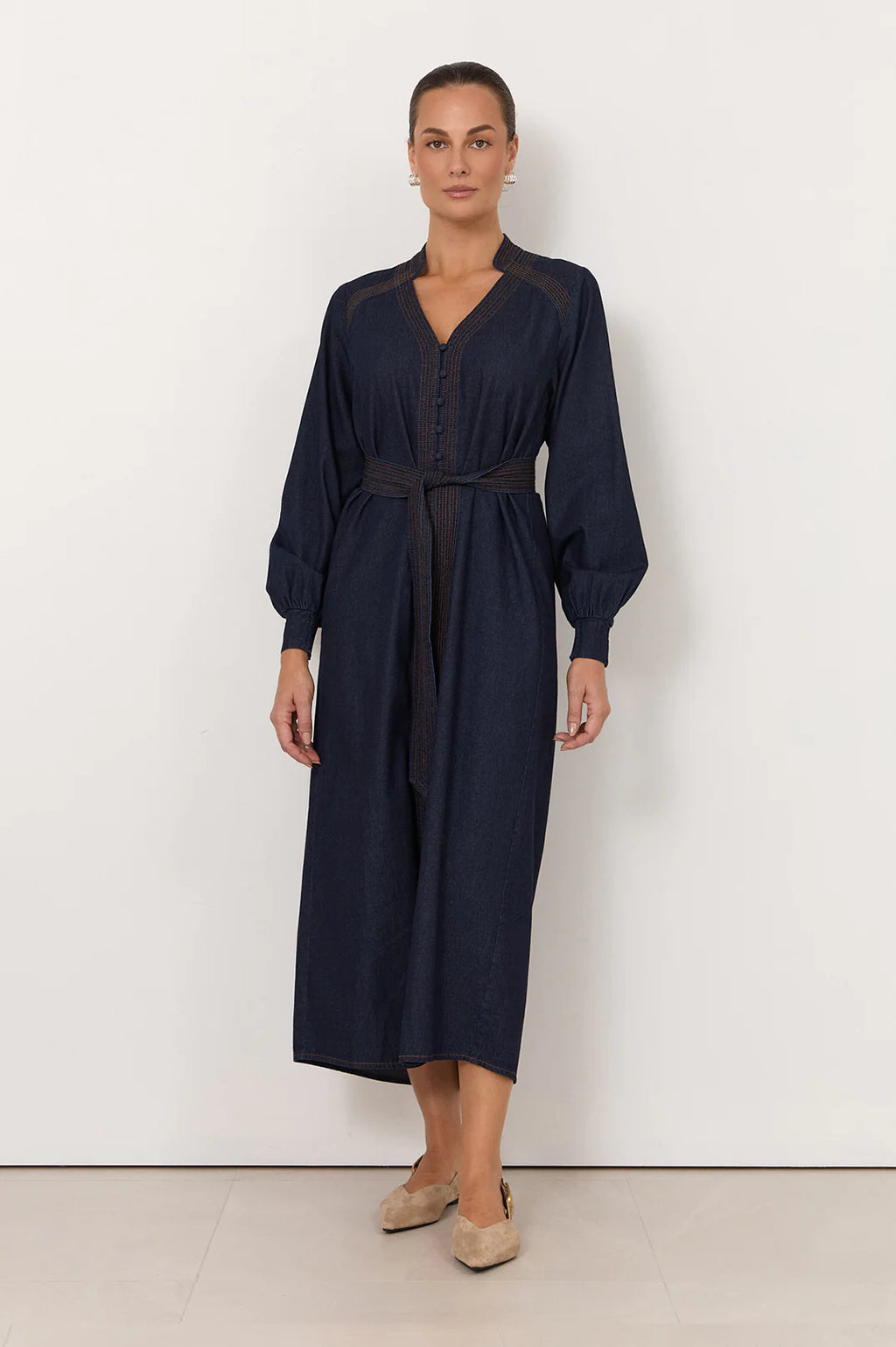 Adorne Vivi Lightweight Denim Midi Dress