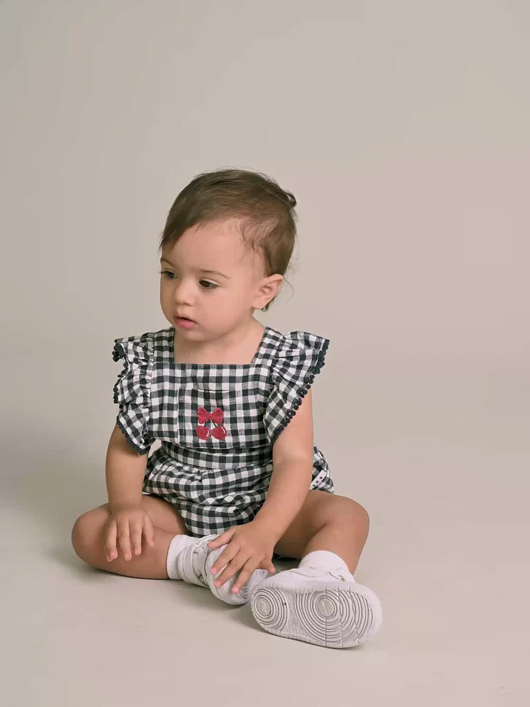 Huxbaby Frilly Playsuit Cherry Pie Check