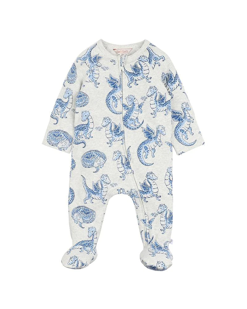 Bebe Dragon Print Long Sleeve Zip Onesie