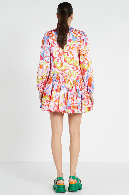 Bohemian Traders Flounce Mini Dress || Sakura Blossom