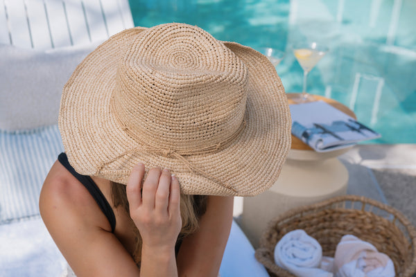 Sundaise Cindy Raffia Western With Natural Trim Hat