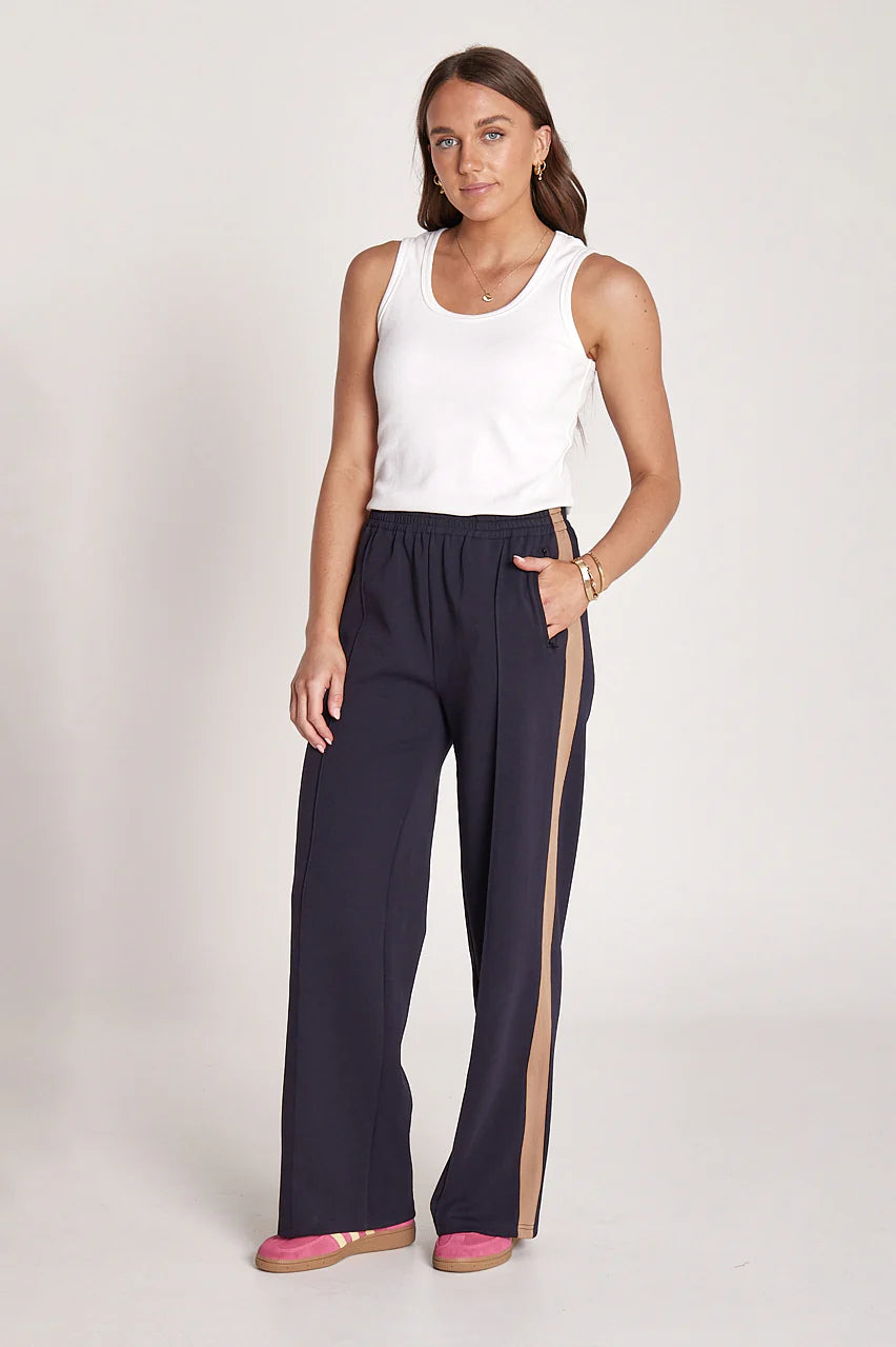 Feather & Noise Noah Wide Pant Navy Camel Stripe