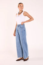 Feather & Noise Lola Barrel Jeans Panel Deep Blue
