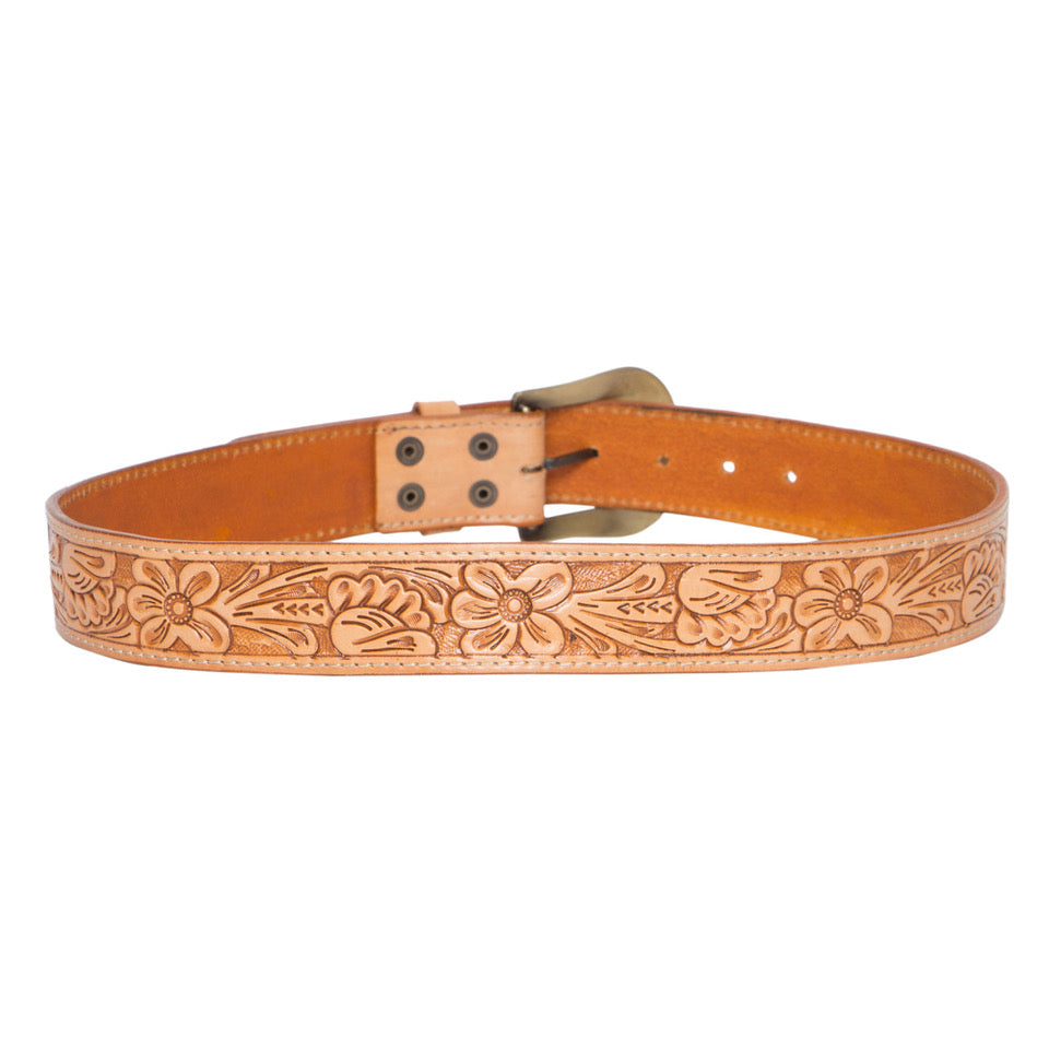 The Design Edge Tab Tooled leather belt