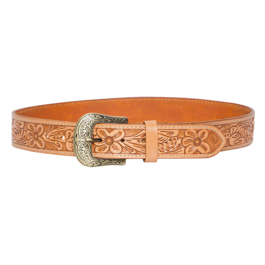 The Design Edge Tab Tooled leather belt