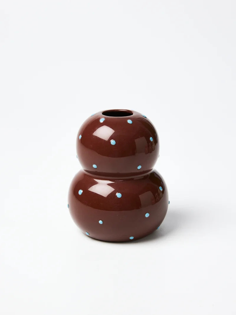 Jones & Co Fonda Brown Blue Dotty Vase