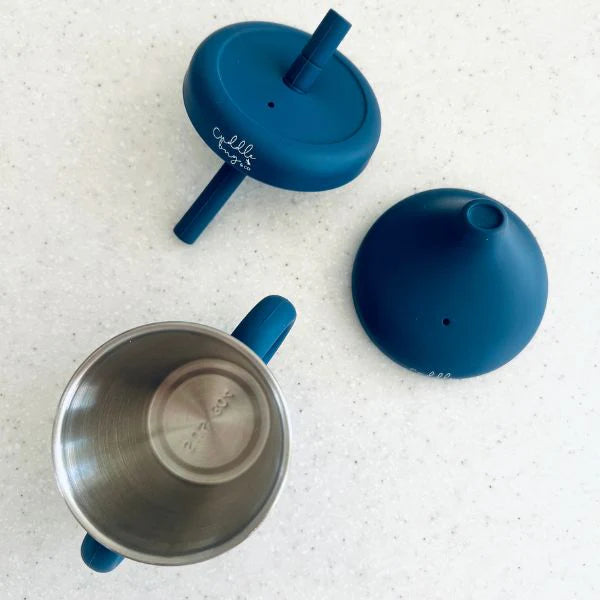 Cuddle Bug & Co Silicone Stainless Sippy Cup With Spout and Straw Lid - Assorted