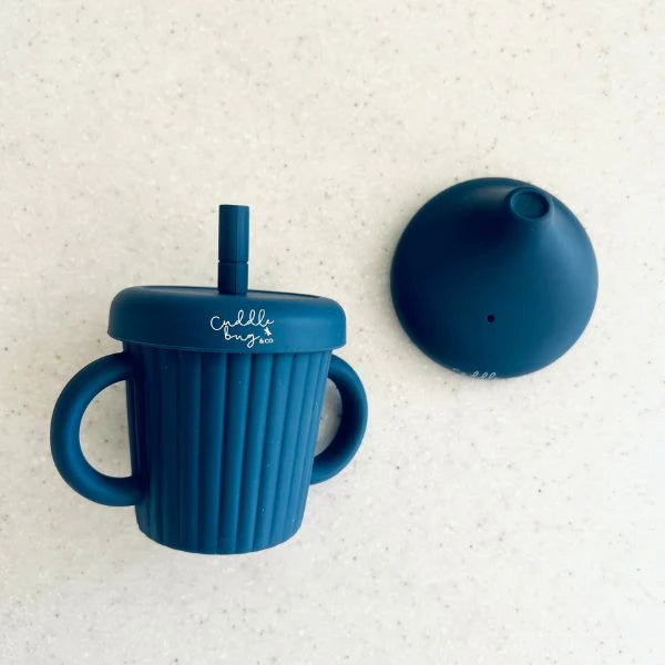 Cuddle Bug & Co Silicone Stainless Sippy Cup With Spout and Straw Lid - Assorted