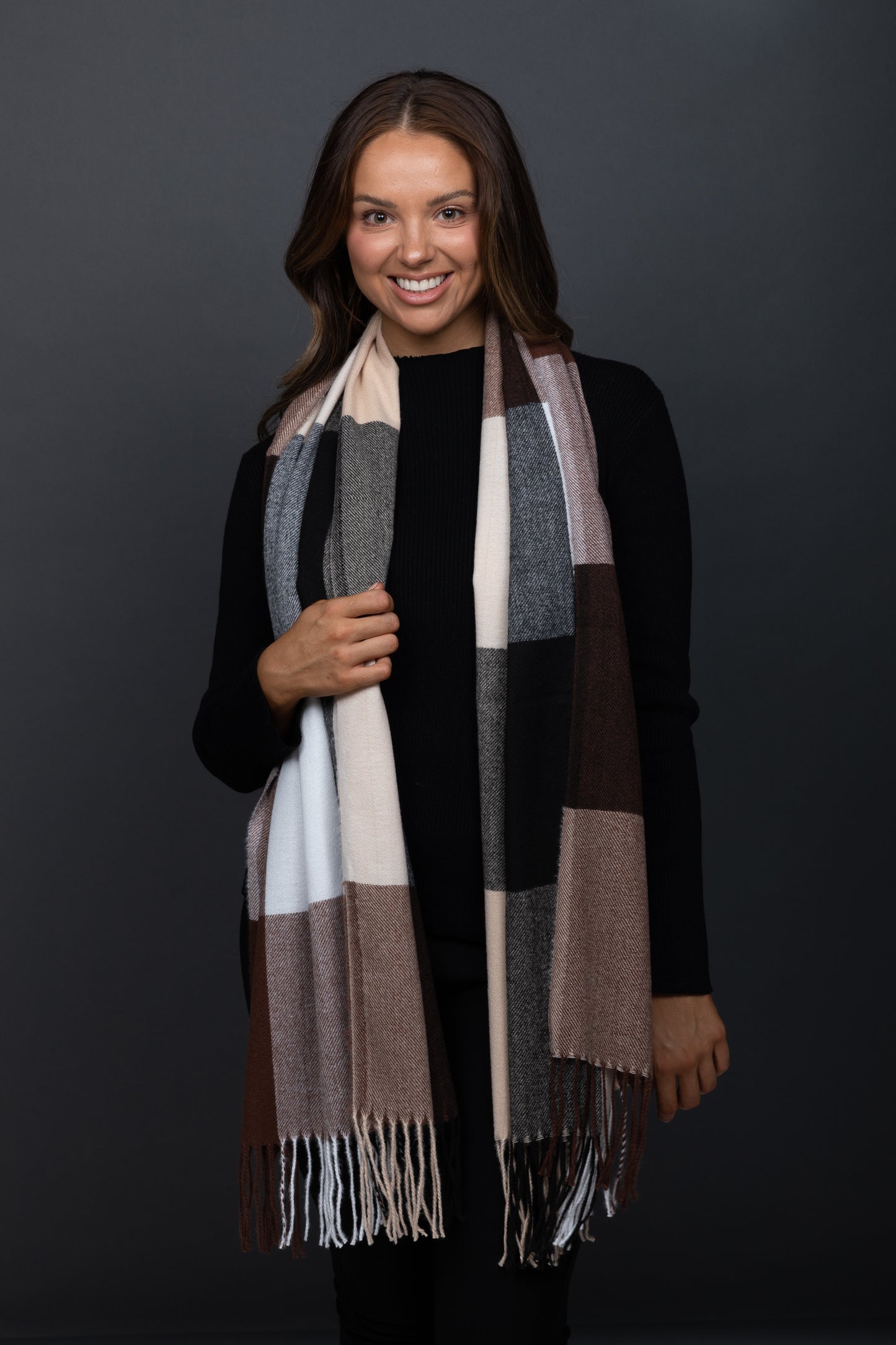 Holiday Trading & Co Bonnie Check Scarf - Chocolate