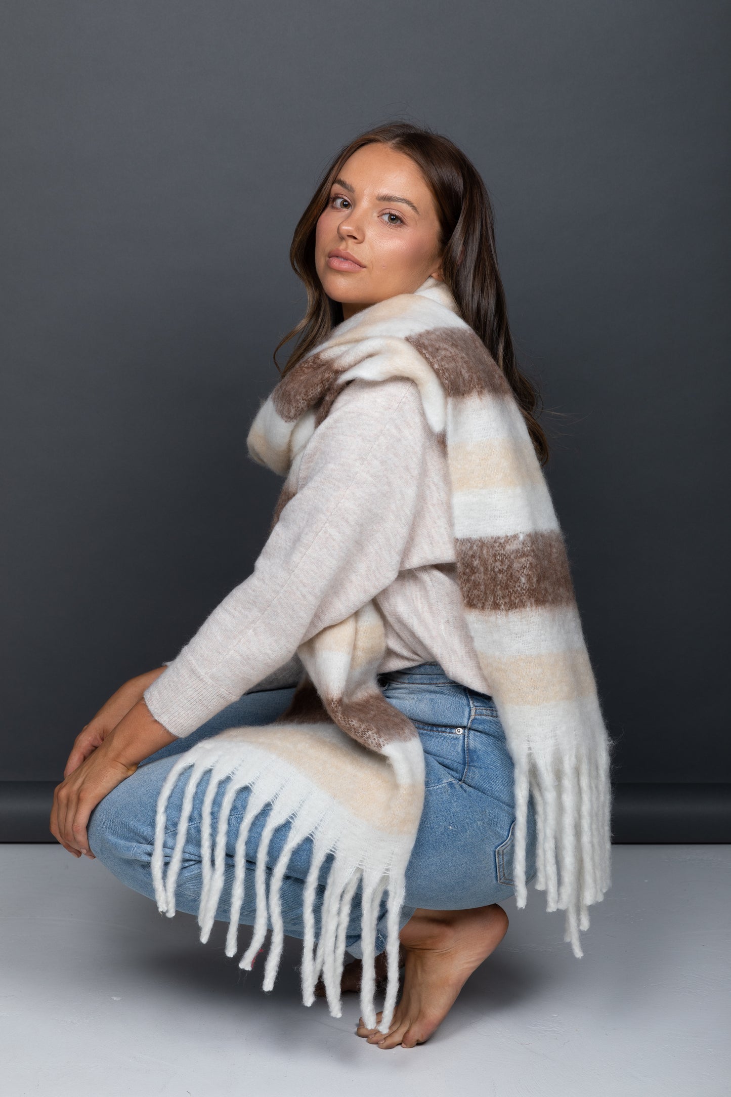 Holiday Trading & Co Jack Frost Scarf - Brown Stripe