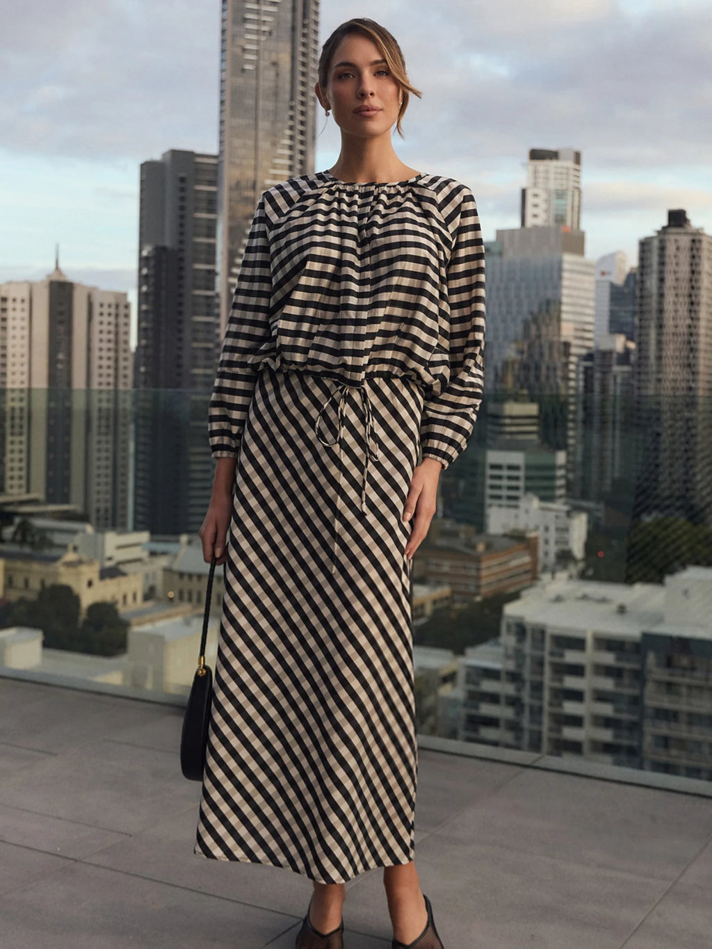 Adorne Mae Gingham Maxi Skirt