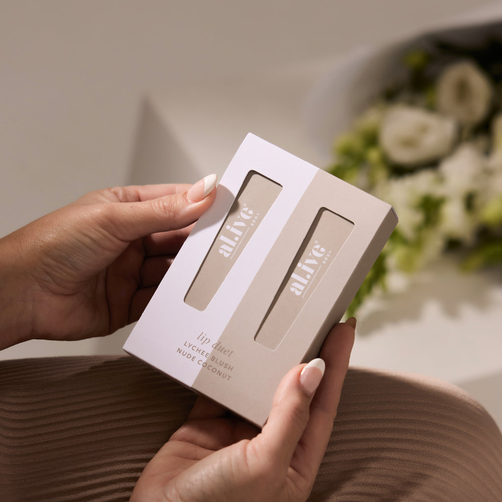 Al.ive Body Lip Duet - Lychee Blush + Nude Coconut