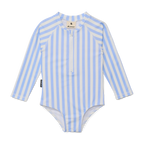 Crywolf Long Sleeve Swimsuit Sky Blue Stripe