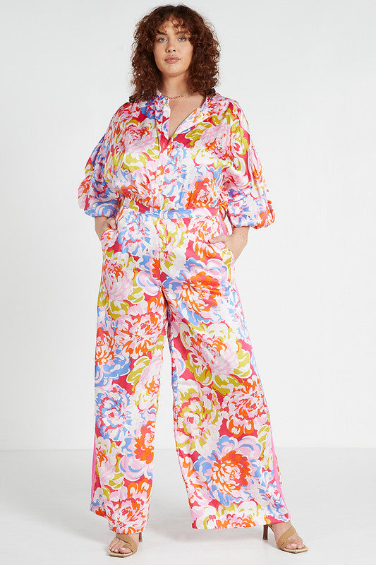 Bohemian Traders Flared High Waisted Pant || Sakura Blossom