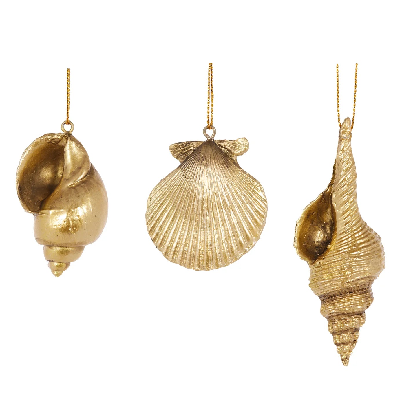 Holly & Ivy - Matte Gold Shell Ornaments - Assorted