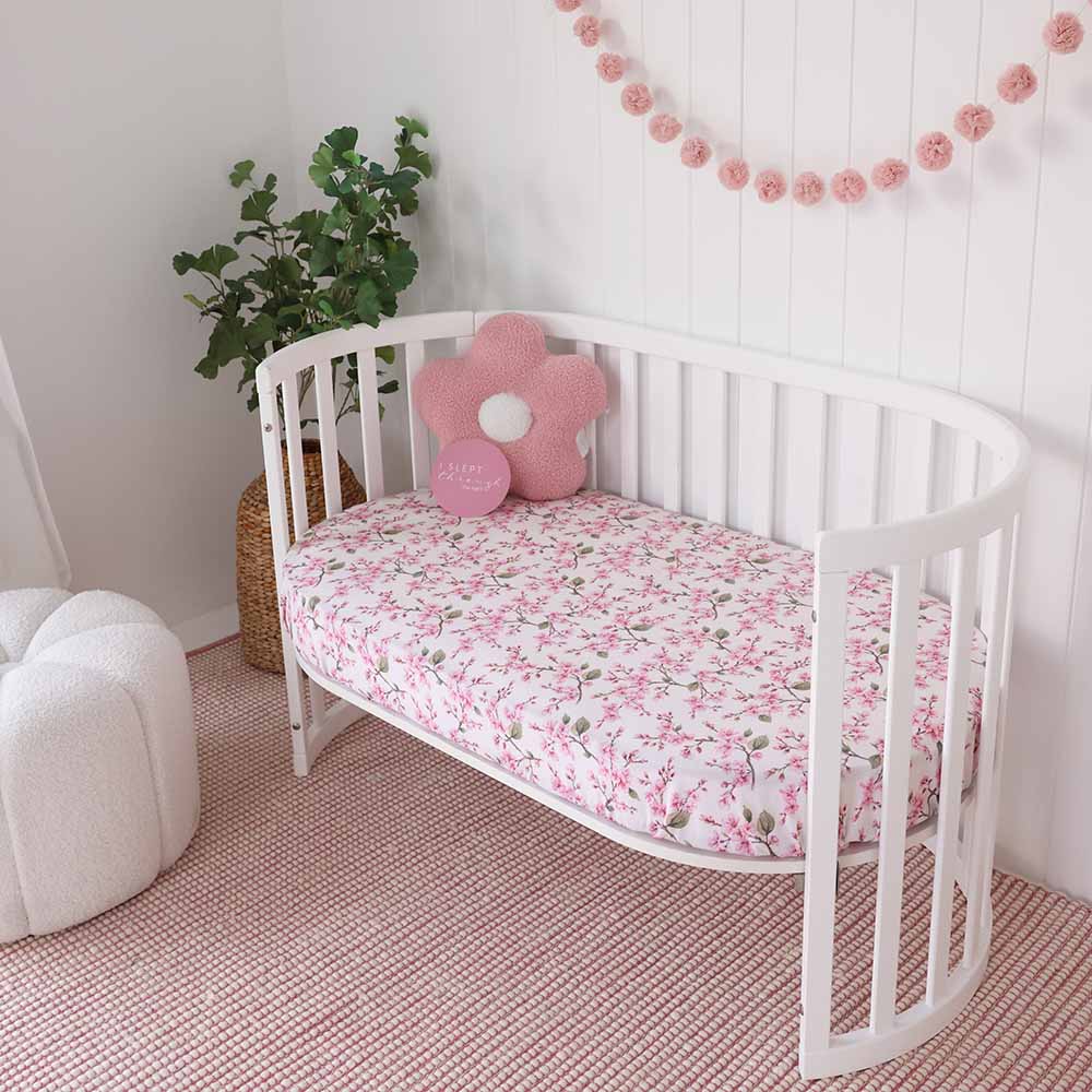 Snuggle Hunny Fitted Cot Sheet - Cherry Blossom