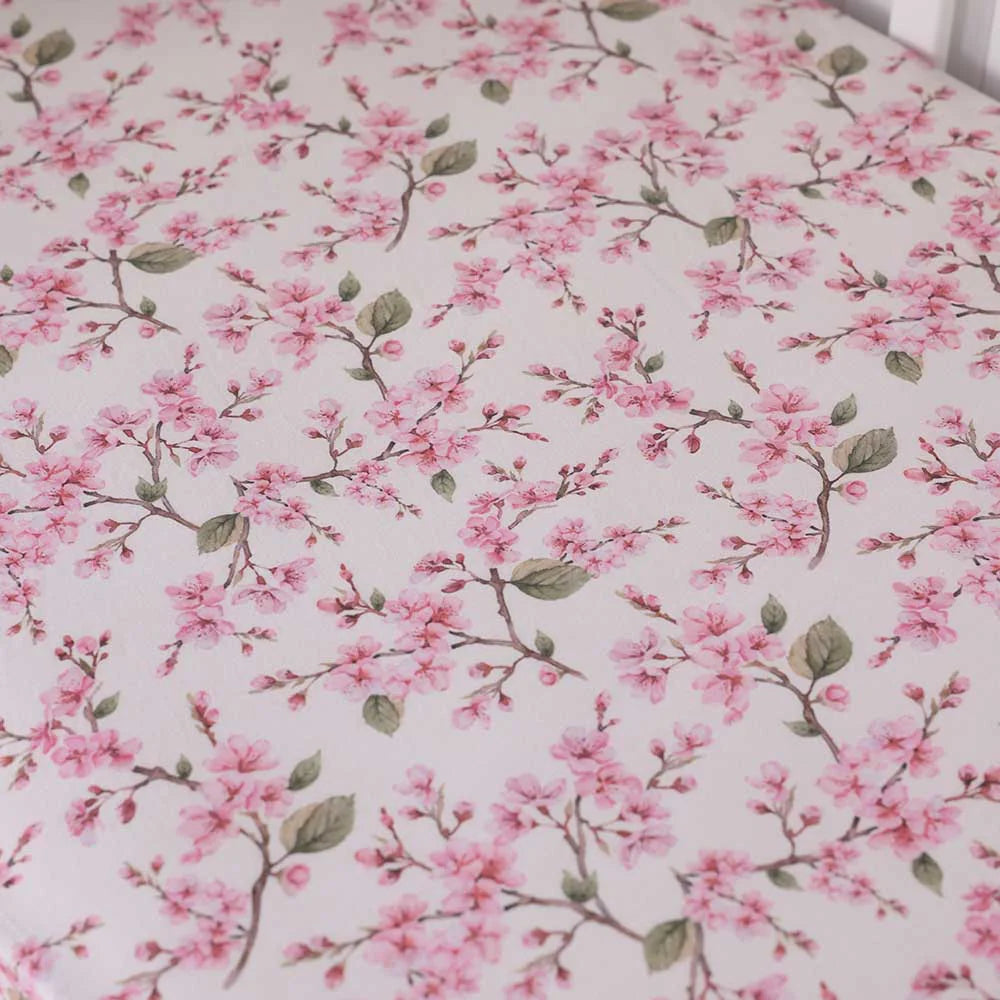 Snuggle Hunny Fitted Cot Sheet - Cherry Blossom