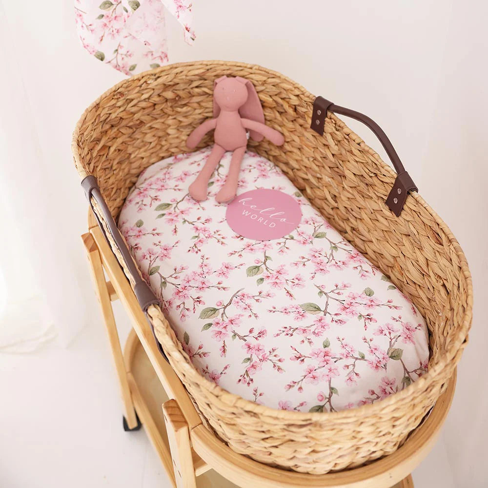 Snuggle Hunny Cherry Blossom Organic Bassinet Sheet / Change Pad Cover