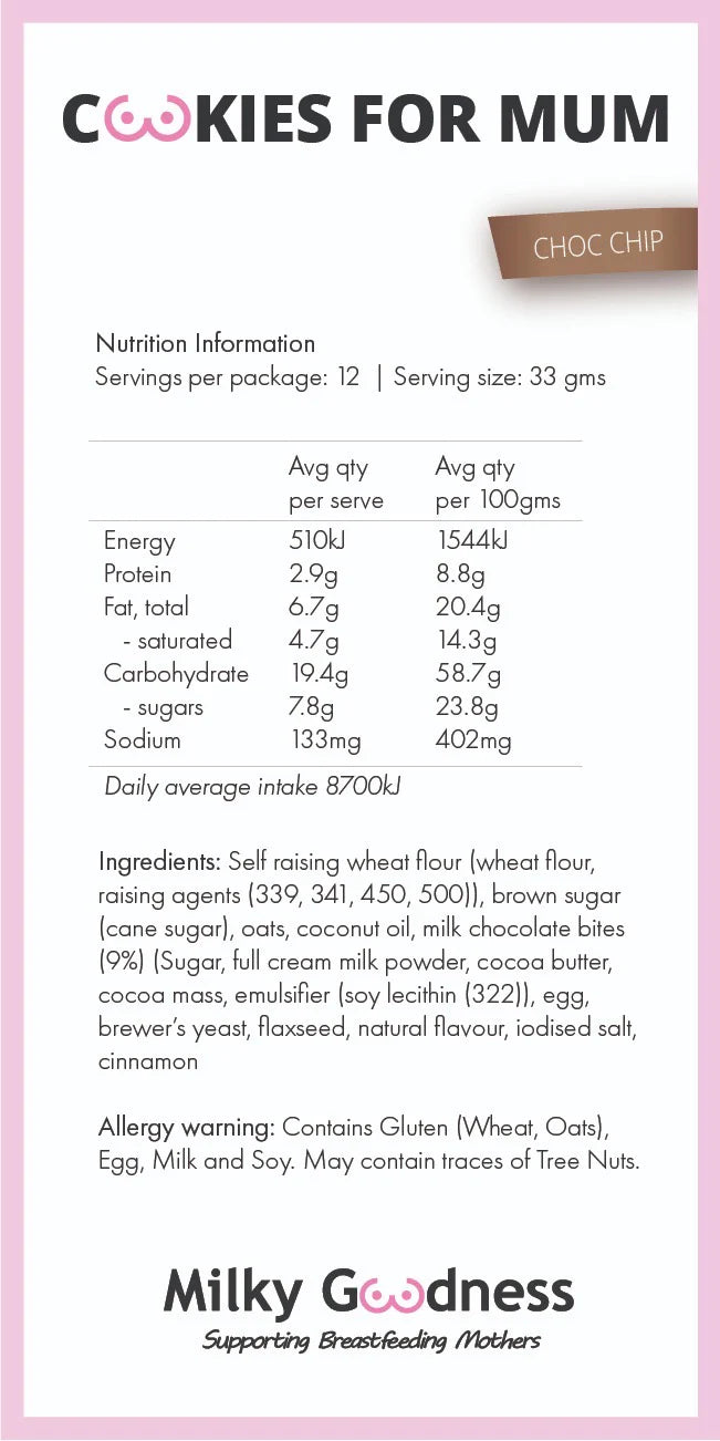 Milky Goodness Choc Chip Lactation Cookies