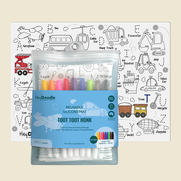 Hey Doodle Toot Toot Honk Classic Colouring & Doodle Mat
