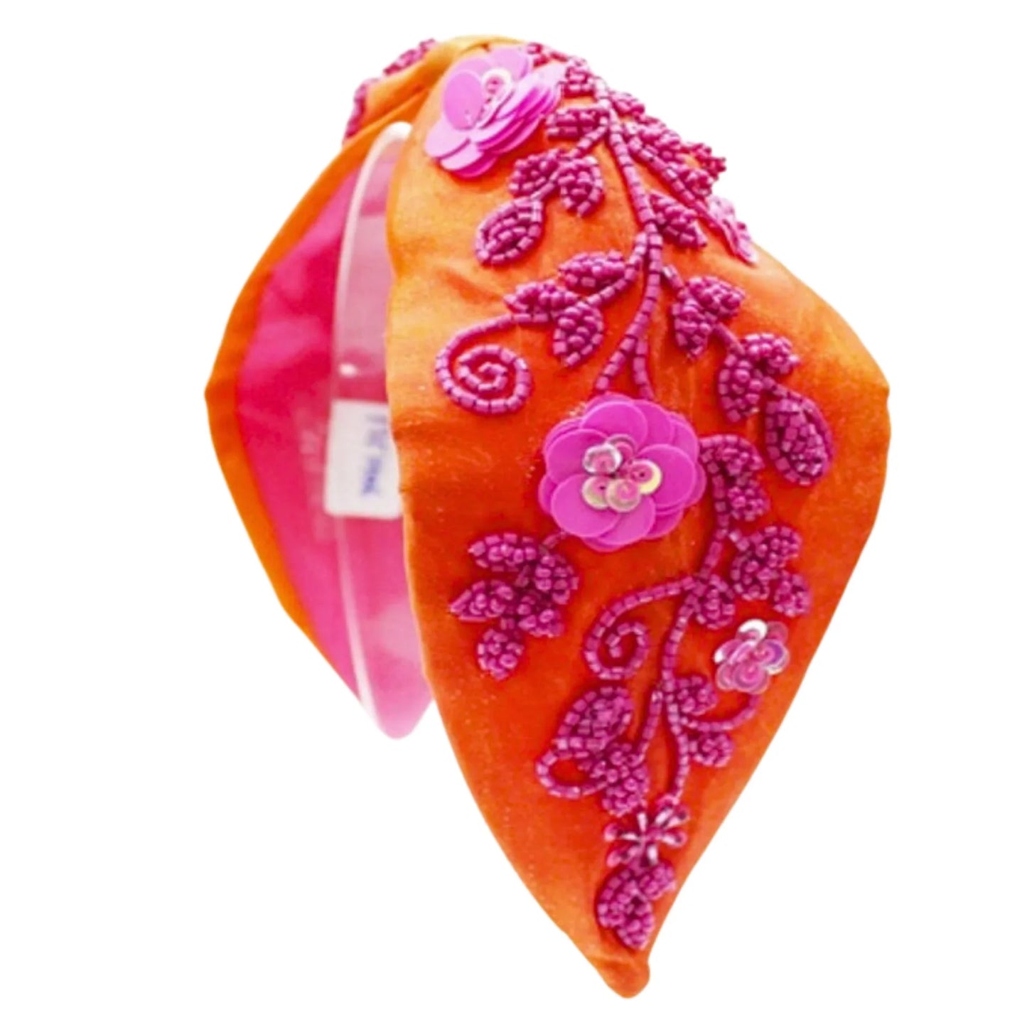 Zoda - Holley Beaded Headband Orange/Pink Flower Beads