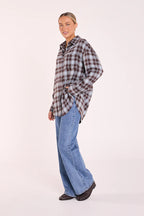 Feather & Noise Luca Shirt Blue Chocolate Check
