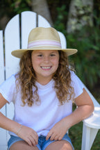 Sundaíse Hattie Panama Hat Pink White Stripe 6-12