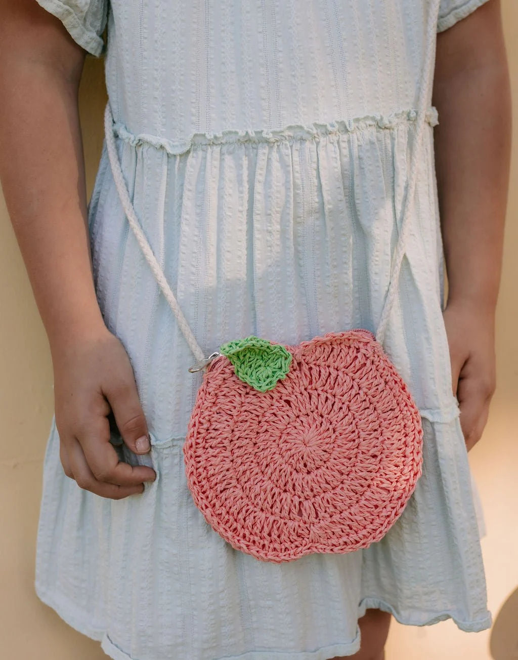 Acorn Peach Straw Bag