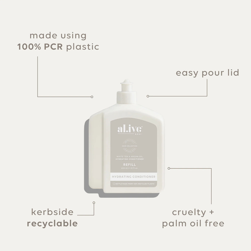 Al.ive 650ML Conditioner Refill - White Tea & Argan Oil