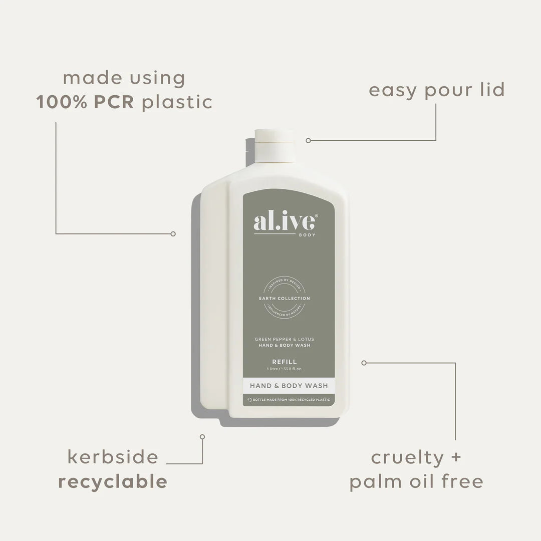 Al.ive Body 1L Wash Refill - Green Pepper & Lotus