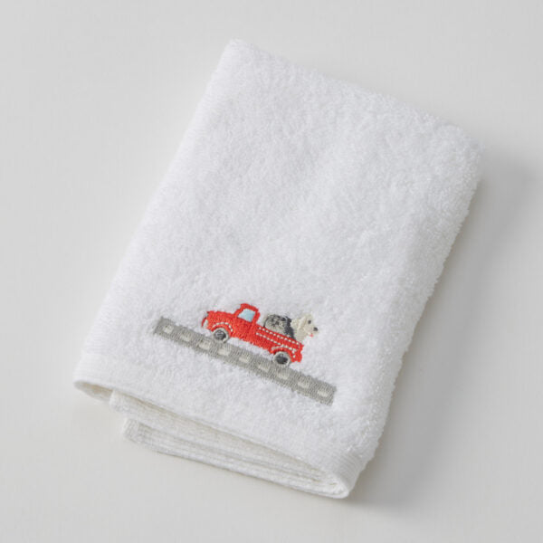 Jiggle & Giggle Trucking Along Bath Towel & Face Washer in Organza Bag