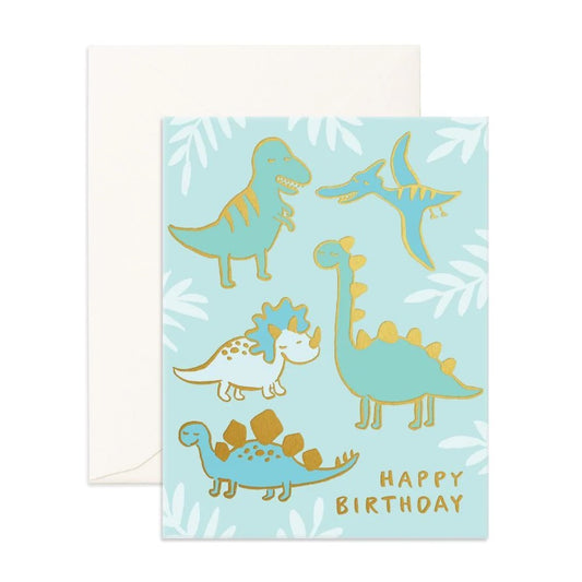 Fox & Fallow Greeting Card - Birthday Dinos Foil