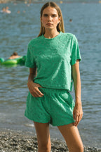 Araminta James Cruise Terry Short Tropical Green