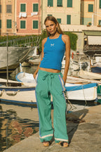 Araminta James La Mer Stripe Pant Jade Green