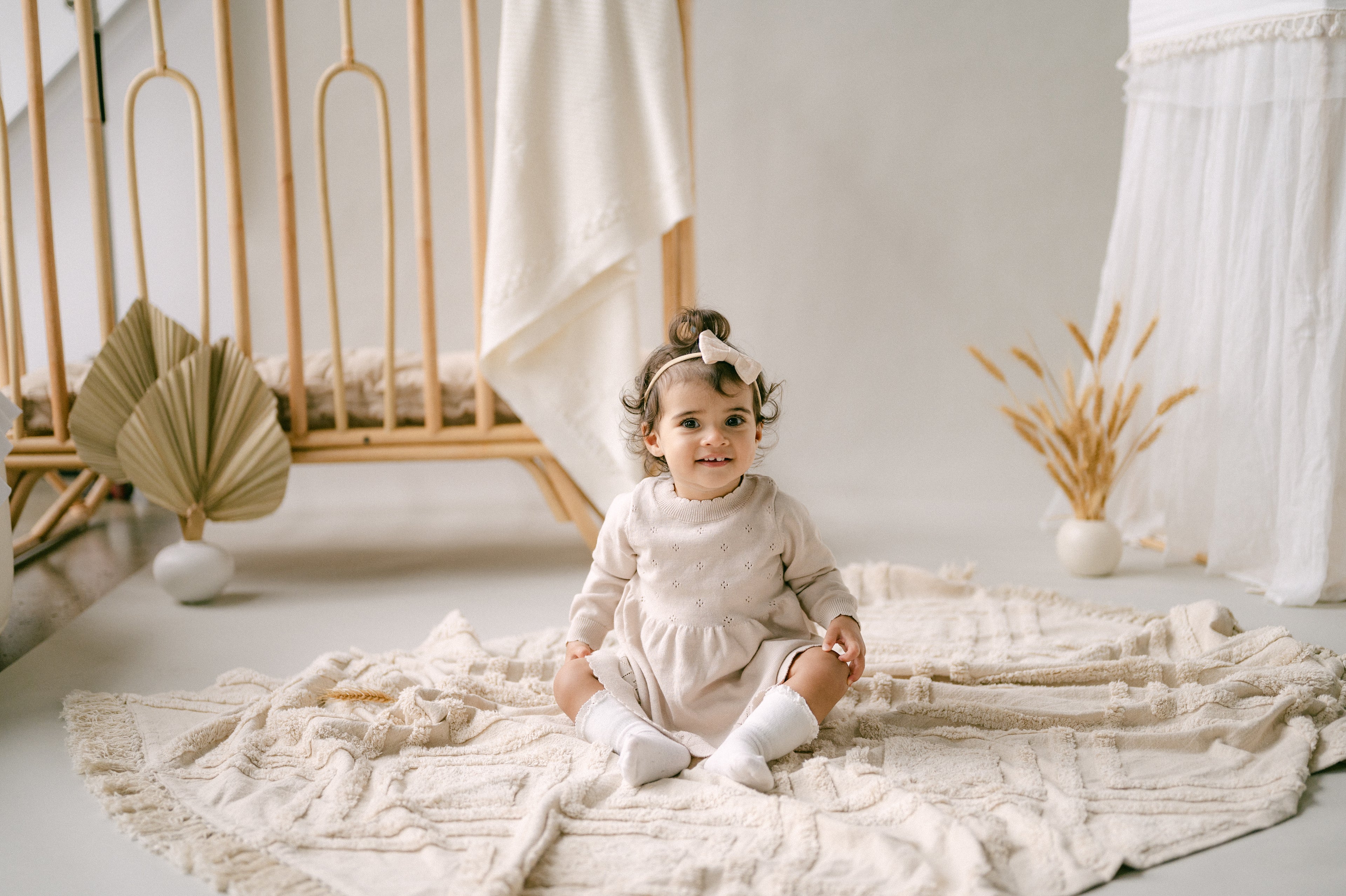 Aster & Oak Oatmeal Pointelle Knit Dress