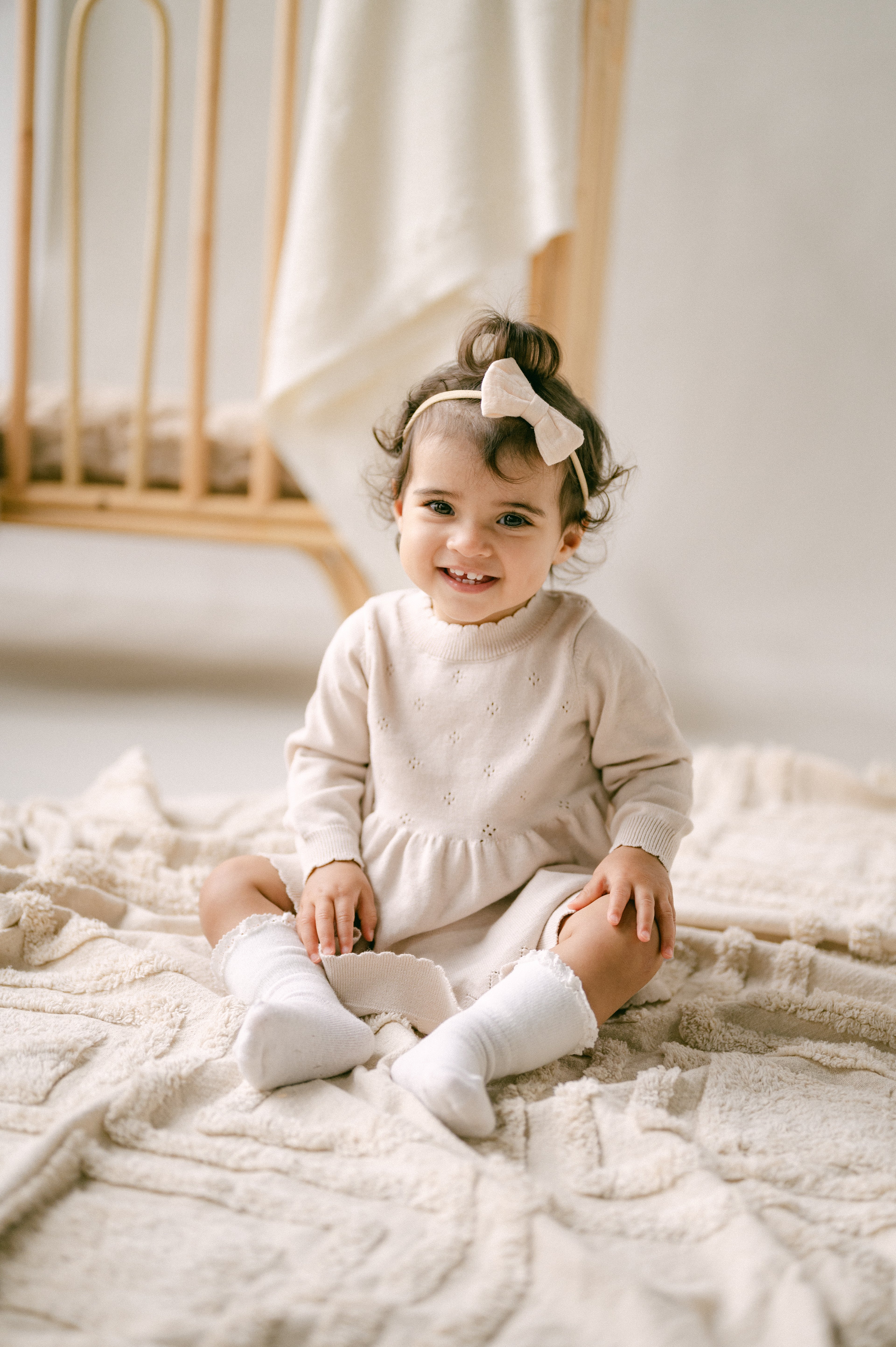 Aster & Oak Oatmeal Pointelle Knit Dress