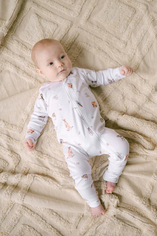 Aster and Oak Native Animals LS Zip Romper