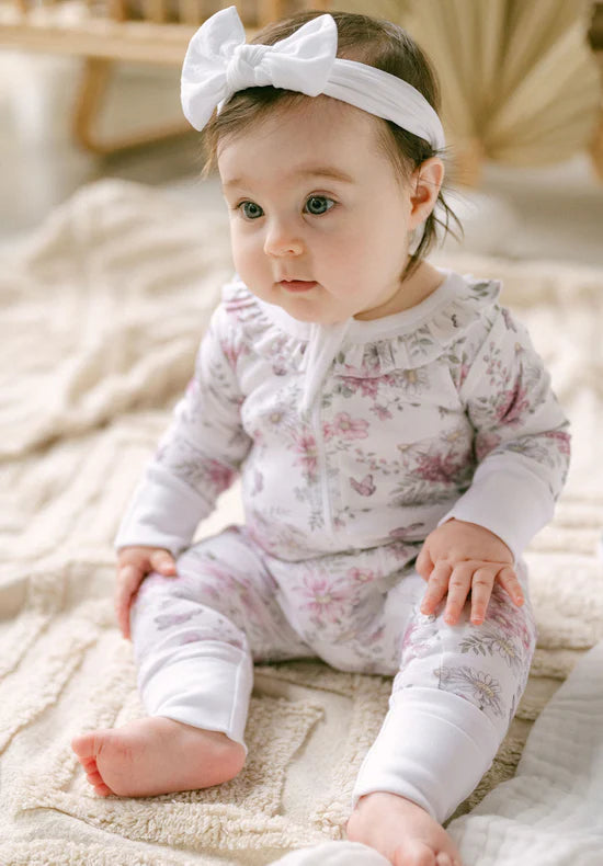 Aster and Oak Daisy LS Floral Zip Romper