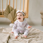 Aster & Oak Daisy LS Floral Zip Romper